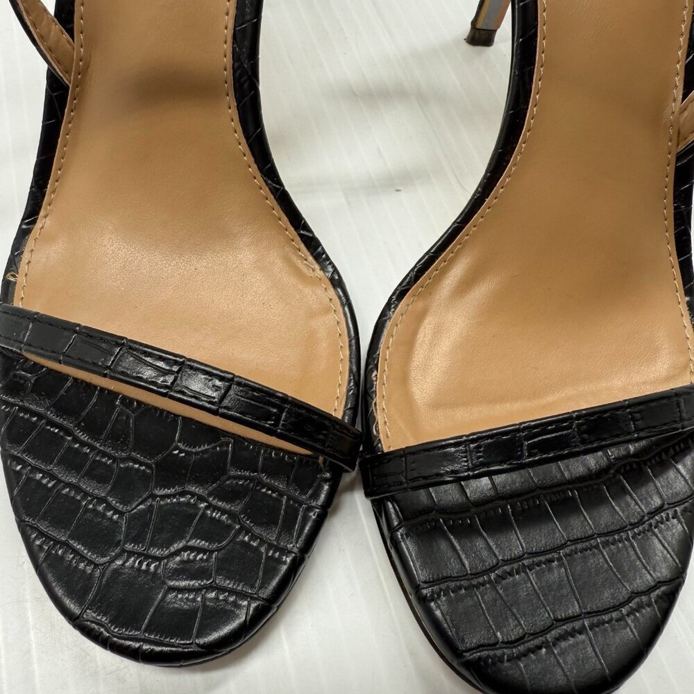Sam Edelman Doran Black Croc Print Ankle Strap Heels Sandals Stiletto 6M - Picture 3 of 10
